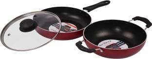 KenBerry Rhinos Non Induction Base | Mini | 1.5 L Capacity | Kadhai | Fry Pan | Superior Non-Stick Coated Cookware Set