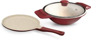 IMPEX RUBY 3Pcs Aluminium Diecast Nonstick Tawa Pan and Multipan Non-Stick Coated Cookware Set