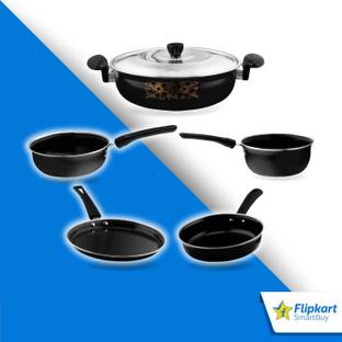 Flipkart SmartBuy Modern Kitchen Master: Cast Iron 6-Piece Non-Stick Cookware Set - Gas Stove & Induction Bottom Non-Stick Coated Cookware Set