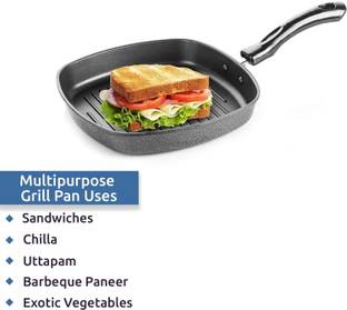 Masox Store Grill Pan For Low Oil Tikkas, Kebabs Sandwiches Stove top Sandwich Maker K2 Grill Pan 22.5 cm diameter 1 L capacity