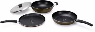 EAGLE Celebration Set, Non Stick Induction Base, Dosa Tawa, Kadai & Fry Pan Combo Pack Induction Bottom Non-Stick Coated Cookware Set