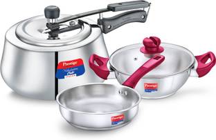 Prestige Nakshatra Cute Svachh 3 L Pressure Cooker with Platina Popular Induction Bottom Cookware Set