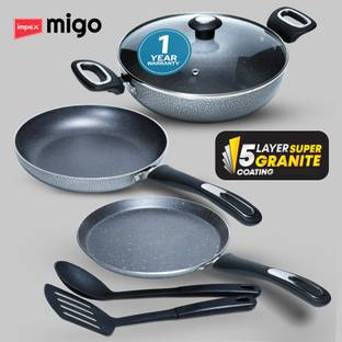 IMPEX Nonstick Granite Festival GiftMFKT 5 Layer Super Granite Induction Bottom Non-Stick Coated Cookware Set
