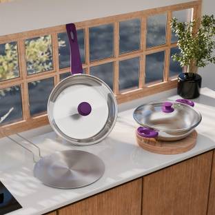 Lifelong LLTPC7 Combo Kadhai,Fry Pan (22 CM), Roti Tawa Induction Bottom Cookware Set