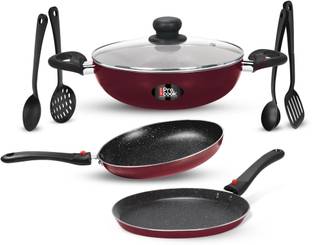 MILTON Pro Cook Kitchen Jewel Plus Granito, Peach Induction Bottom Non-Stick Coated Cookware Set