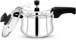 Maxima Sumo Belly Plus Triply Pressure Cooker with Glass Lid | Capacity - 2.5 Liter | Induction Bottom Cookware Set