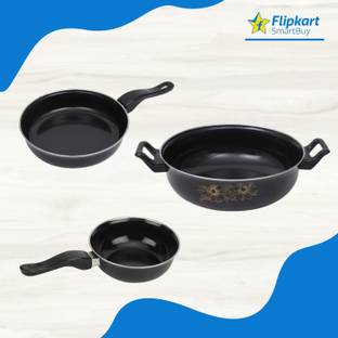 cookpro Non-Stick Cookware Set - Kadhai, Fry Pan & Tadka Pan - Induction Bottom Non-Stick Coated Cookware Set