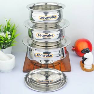 ZeqWake Stainless steel patila Set With Lid,Steel Tope Set,Cookware set Of 6 Induction Bottom Cookware Set