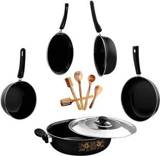 HouseOfCommon Best Kitchen Cast Iron Cookware Set Induction Bottom Non-Stick Coated Cookware Set