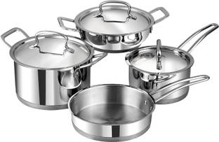 VINOD Classic Deluxe Combo,Set of 4 Pcs,Saucepan, Saucepot, Kadhai and Frypan Induction Bottom Cookware Set