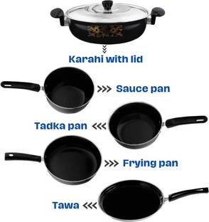 cookpro Cookpro Deluxe Non-stick(Natural Iron) Best Kitchen Cookware Set Of 6 Induction Bottom Non-Stick Coated Cookware Set