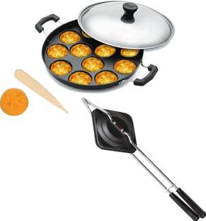 NARV Sandwich Gas Toaster Regular & 12 Cavity Appam Patra with Stainless Steel Lid K3 0 W Pop Up Toaster