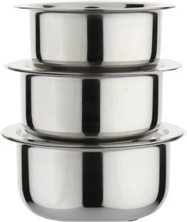 LIMETRO STEEL (2ltr, 2.5ltr, 3Ltr) Gas and Compitable Tope with Lid Induction Bottom Cookware Set