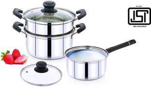 Klassi Kichen Stailess Steel Vegtable Steamer and Momo Steamer , Saucepan Cookware Set