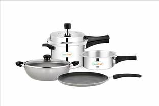 Greenchef Garnet Cooker Combo Non IB 5ltrs,Junior Pan, Kadai 240, Tawa 280 Non-Stick Coated Cookware Set