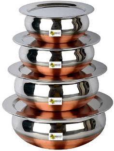 RBGIIT Copper Bottom Kitchen Serving Cooking Bowl biryani, rice Handi/Pot/Patila Cookware Set
