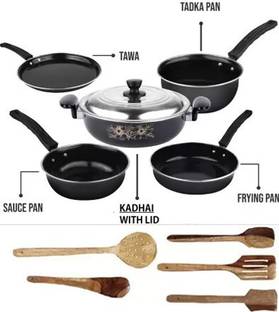 HouseOfCommon Ganesha Induction Bottom Non-Stick Coated Cookware Set