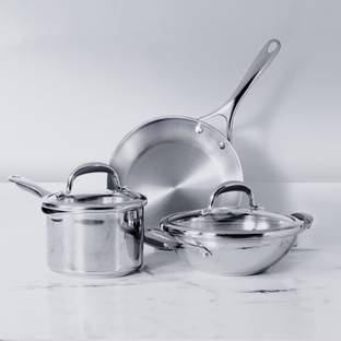 Meyer Select - 22cm Kadai + 16cm Saucepan + 24cm Frypan Induction Bottom Cookware Set