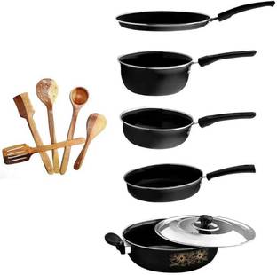 cookpro 5 pcs cookware set with 5 spatula Induction Bottom Non-Stick Coated Cookware Set