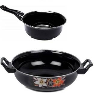 Mehak Hard Anodised Combo Pack Kadhai and Tadka Pan , (Hard Anodised materieal, induction Bottom, Iron Cookware Set) Induction Bottom Cookware Set