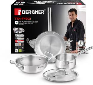 BERGNER Tripro TriPly Stainless Steel 4 Pcs Induction Bottom Cookware Set