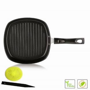 RBGIIT Gril Pan Maker Tikkas/Kebabs/Sandwiches/Stovetop Babeque Soft Touch Handle B3 Non-Stick Coated Cookware Set