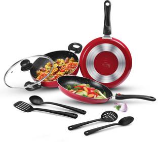 MILTON Pro Cook Kitchen Pride Plus Granito Non Induction, Maroon Non-Stick Coated Cookware Set