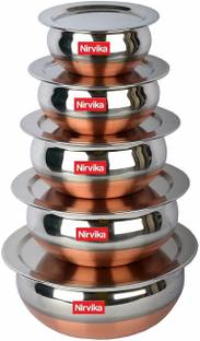 Nirvika Copper handi Set with Lid Induction Bottom Non-Stick Coated Cookware Set