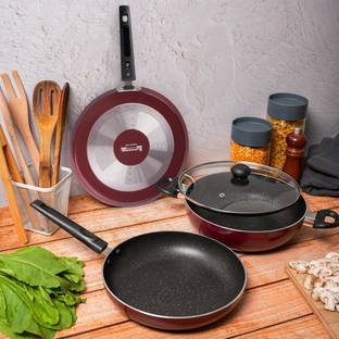 Supreme Cookware Non-induction Kadhai / Tawa / Fry Pan Non-Stick Coated Cookware Set
