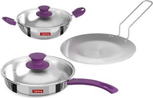 Lifelong LLTPC6 Combo Kadhai (20 CM), Fry Pan Roti Tawa Induction Bottom Cookware Set