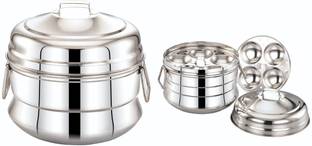 DIAMOND Stainless Steel Idly Pannai /2 Idly Plates 12 Idlies Induction Bottom Cookware Set
