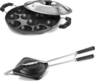 NARV Non-Stick Appam Patra with Stainless Steel Lid, Sandwich Toaster with Spatter K0 0 W Pop Up Toaster