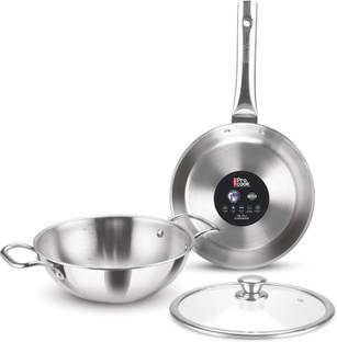 MILTON Pro cook Triply Stainless Steel 3 Pcs Induction Cookware Set 24cm Induction Bottom Cookware Set
