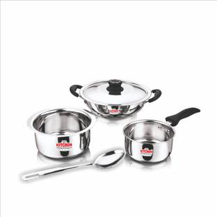 Kitchen Essentials 5pcs Kitchen Delight set (Kadhai, Tope & Sauce Pan) Cookware Set