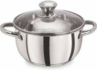 Padchaaya Stainless Steel Dutch Oven with Lid | Kitchen Cooking and Serving Bowl Set Induction Bottom Non-Stick Coated Cookware Set