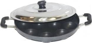 HM EVOTEK Non-Stick 12 Cavity Appam Patra with Lid Paniyarrakal,Paniyaram,Appam Pan S3 Non-Stick Coated Cookware Set