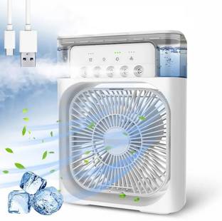AMPLIN Mini Air Cooler Fan, Desk Fan,5 Water Mist Spray for Shop,Office,Kitchen Fan 5 Star 70 mm 3 Bla...