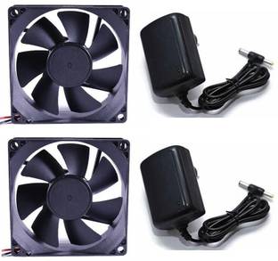 TechWiz DC FAN - 80X80X25MM (12 VOLT) Cooler with 12v/amps Adaptor SMPS (Pack of 2) Cooling Fan All in one Cooler