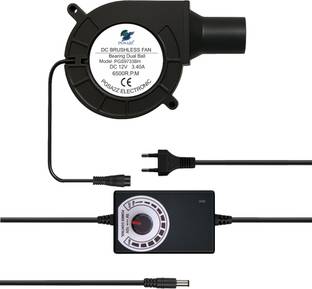 PGSA2Z 97mm x 33mm BBQ Blower Fan, 12V with 120V-240V AC Plug Variable Speed Controller Cooler