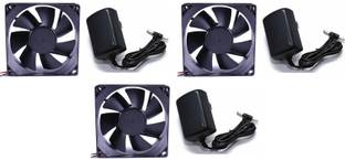 TechWiz DC FAN - 80X80X25MM (12 VOLT) Cooler with 12v/amps Adaptor SMPS (Pack of 3) Cooling Fan All in one Cooler