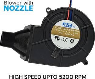 Black Air 97X33MM 12VDC 2.40A 5200RPM DC BLOWER WITH NOZZLE FOR WOOD/BBQ STOVES Cooling Fan All in one Cooler