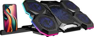 ZEBRONICS NC8000 upto 17 inch, 5 Fans, Speed Control, 10 RGB Modes, Mobile Holder 5 Fan Cooling Pad with Adjustable Height