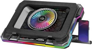 ZEBRONICS NC9200 with RGB Fan, Upto 19inch Laptop, Detachable Mobile Holder 2 Fan Ergonomic Cooling Pad with Adjustable Height