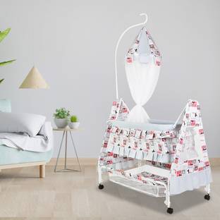 CREW4 Cradle for kids cradle for baby boy and girl Cradle With Swing & Mosquito Net