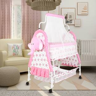 CREW4 Cradle for kids cradle for baby boy and girl Cradle With Swing & Mosquito Net