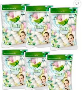 Trutip Cotton Ball a Zip lock Bag For Face Cleaning & Nail Paint Remover ( Pack of 6 )