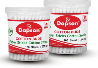 DAPSON Cotton Buds – 100 Stems | 200 Tips | Eco-Friendly Paper Stick Cotton Swabs