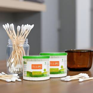 Trutip Cotton Ear Buds {Pack of 2} White PAPER Stick, 100 Sticks/200 tips a Box