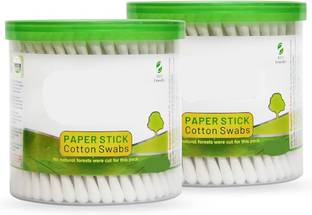 Trutip Cotton Buds/Swabs {Pack of 2} with White Paper Stick, 100 Sticks in a Jar