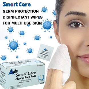 Smart Care Swabs Antiseptic Prep Wipes 100 count Sterile Medium Pads Individually Sealed - Ideal for Pre-injection Skin Prepping. - Contains 70% Isopropyl Alcohol